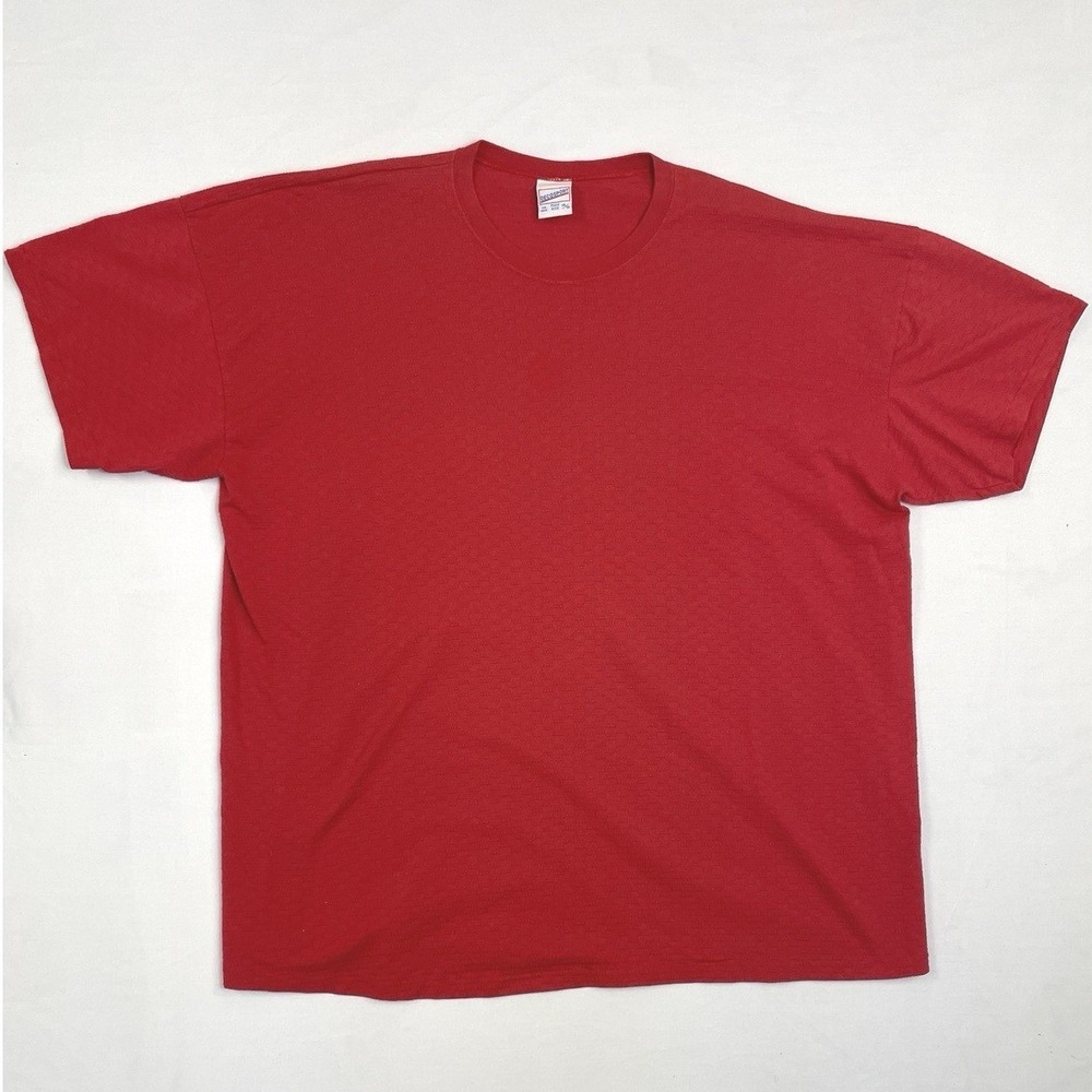 Vintage 90s DecoSport USA Made Red Blank Textured T Shirt Mens Plus 50/50 XXL‎